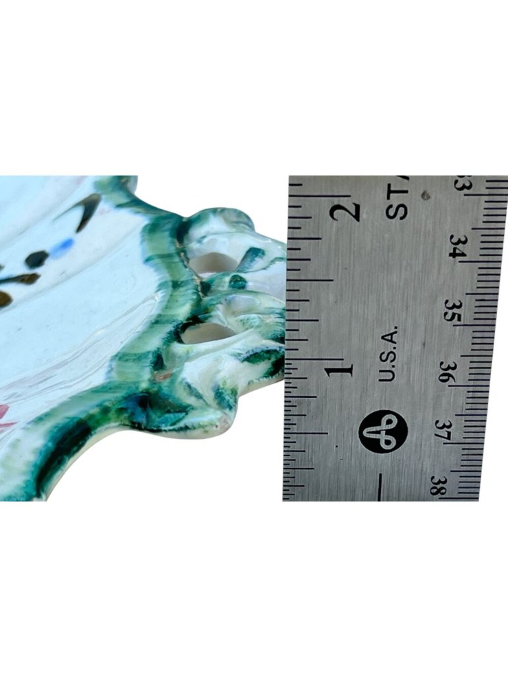 Erphila Rosita Platter Hand-Painted Italy Floral 12.5x12 Ceramic Plate Handles - Picture 7 of 8